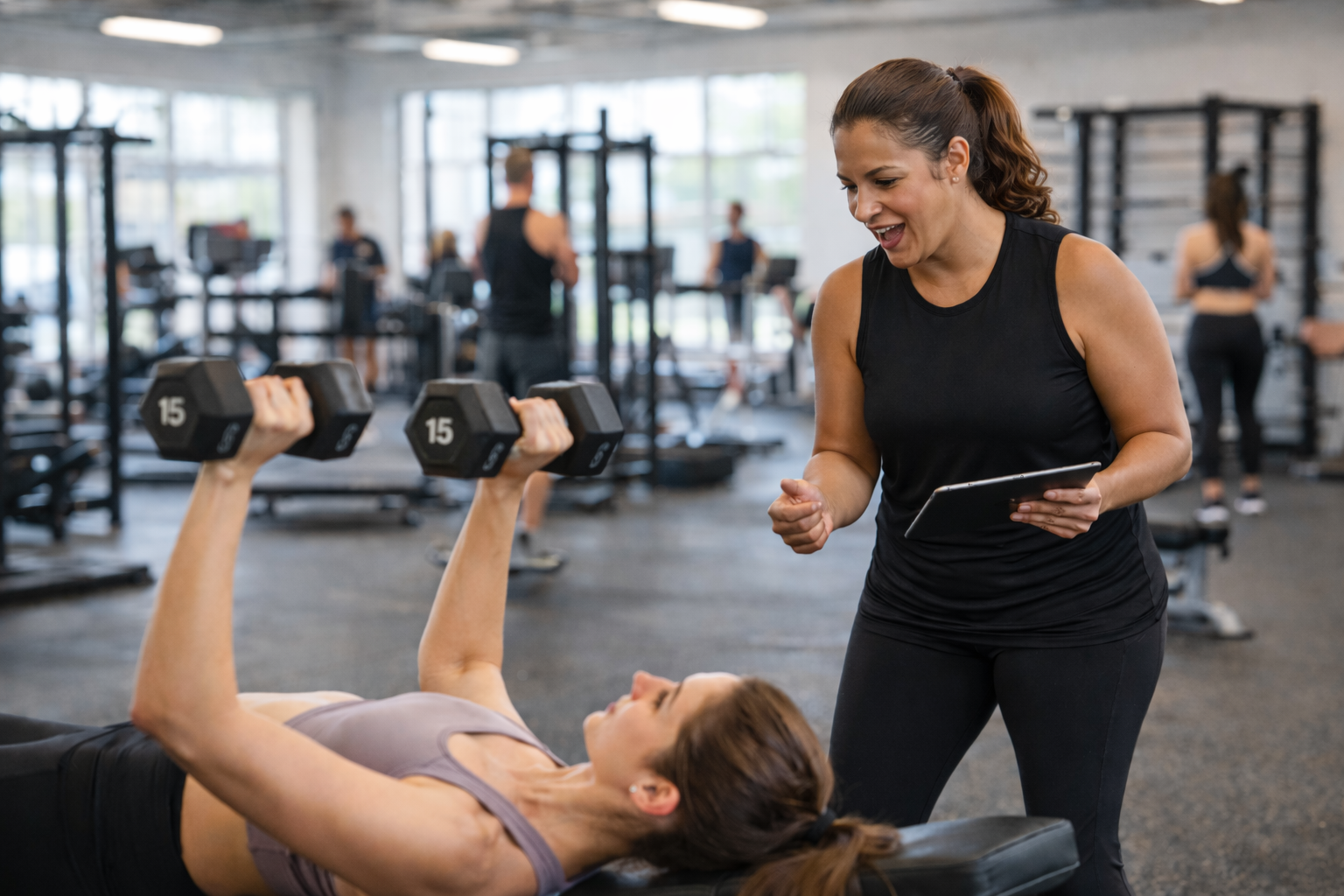 Personal trainer with client